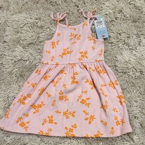 Charming Pink and Orange Floral Toddler Kids Dress